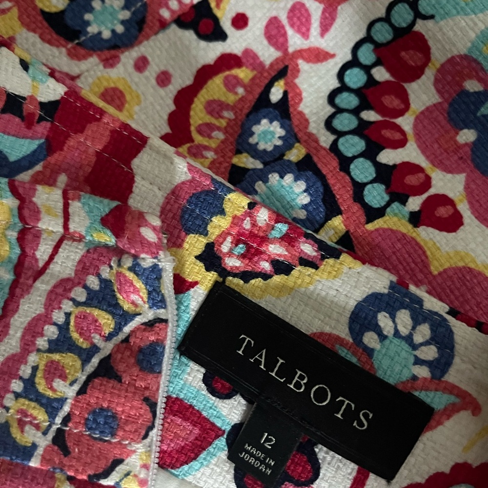 Talbots Paisley Print Top in Pink, Navy & Aqua